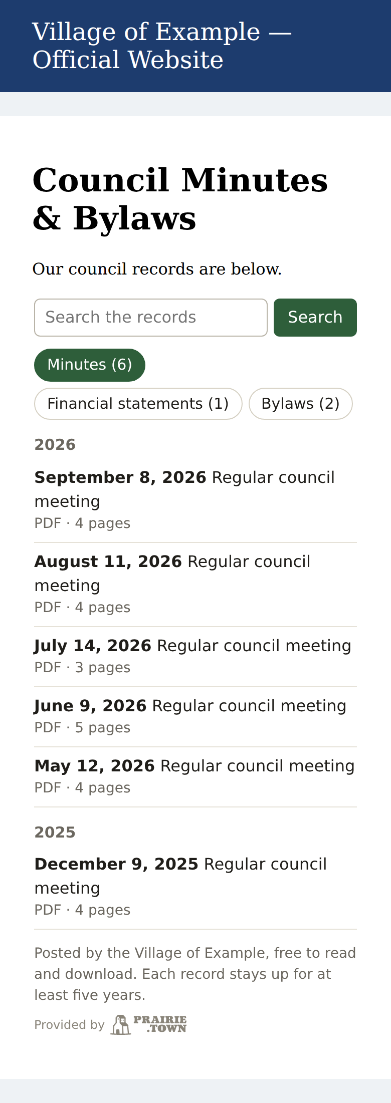The same records on a phone.
